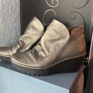 Fly London wedge booties. Zipper closure. Size 10
